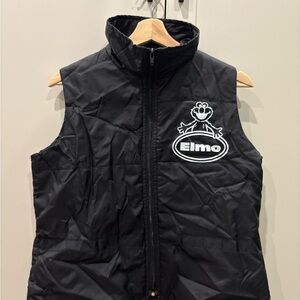 Elmo Black Puffer Vest with Logo